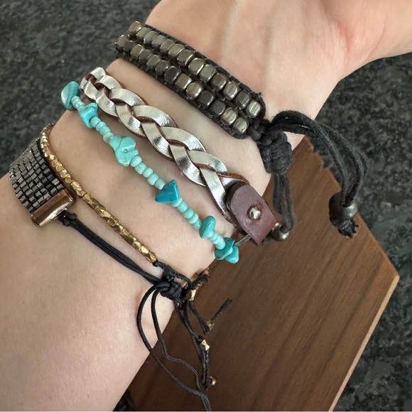 BOHO METALLIC AND TURQUOISE BRACELET BUNDLE - Picture 3 of 8